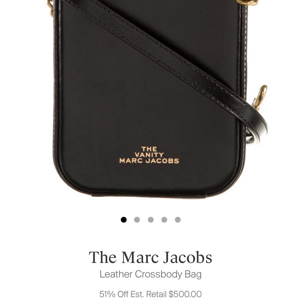 Marc Jacobs Black Leather Clutch with Gold Accents